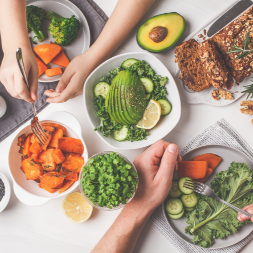 aerial view of vegetarian dishes